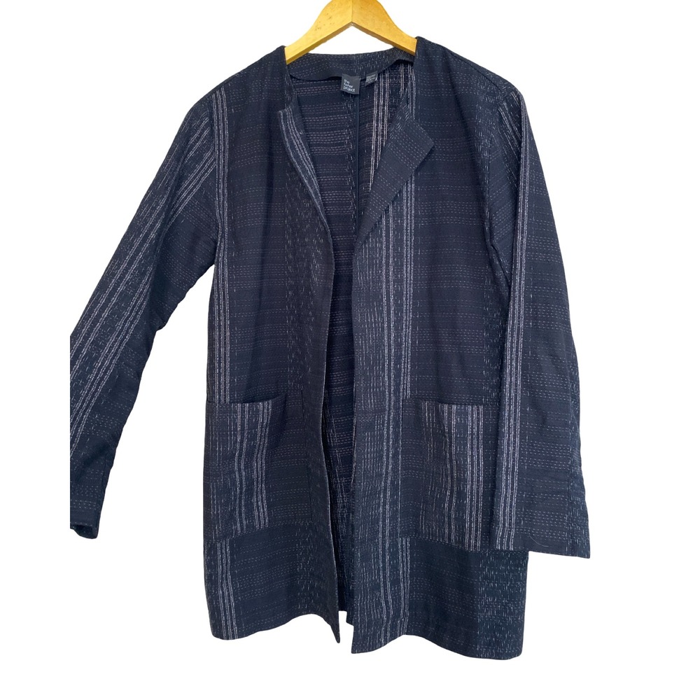 The Fisher Project Eileen Fisher Organic Cotton Open Front Stripe Jacket XS S - Picture 5 of 9